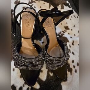 Jewel Badgley Mischka Black Rhinestone Stiletto Heels